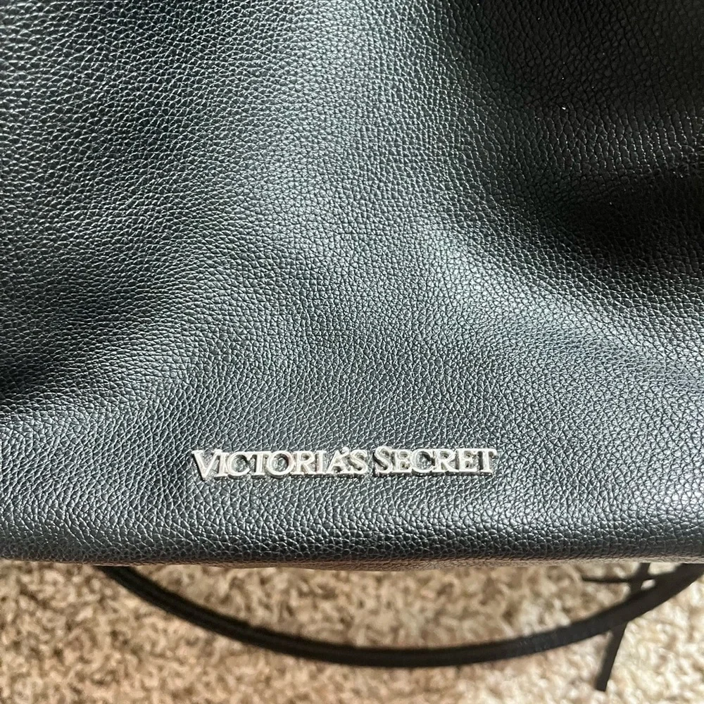 Victoria’s Secret Limited Edition Black Vegan Leather Drawstring Fringe Backpack